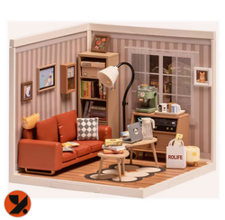 Cozy Living Lounge With Orange Sofa
