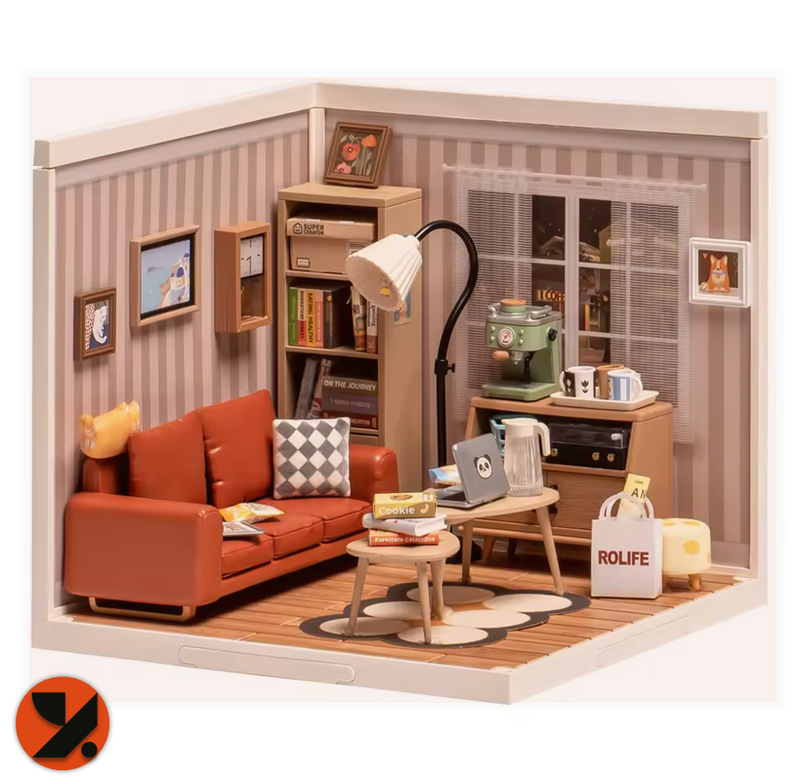 Cozy Living Lounge With Orange Sofa
