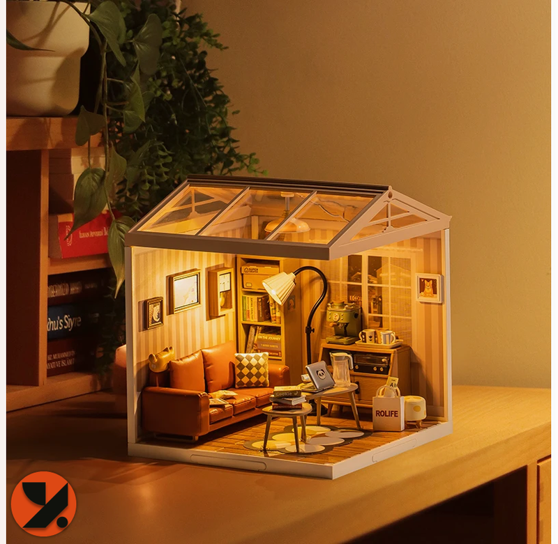 Cozy Living Lounge With Orange Sofa