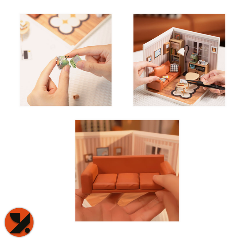 Cozy Living Lounge With Orange Sofa