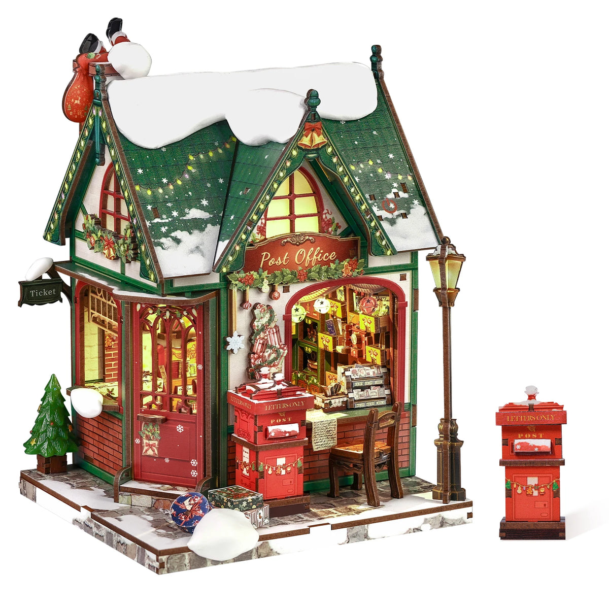 Original CUTEBEE Christmas DIY Miniature Dollhouse Kit Gift for Adults 1:18 Gingerbread House 3D Puzzles Model Building Set